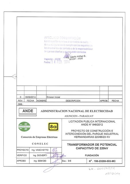 Dimensionado de fundaciones de transformador de potencial