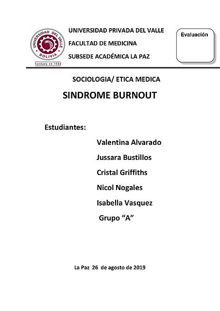 SINDROME BURNOUT informe