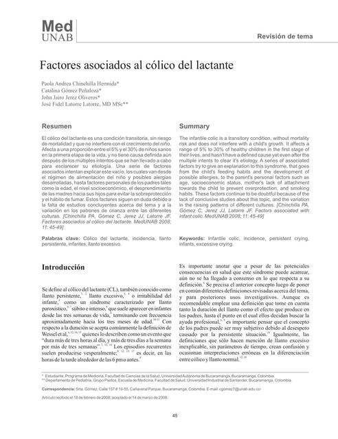 Factores Asociados al Cólico del Lactante