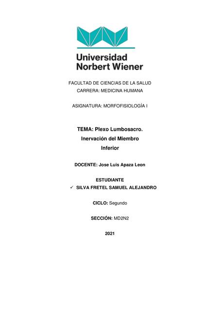 Plexo Lumbosacro. Inervación del Miembro Inferior