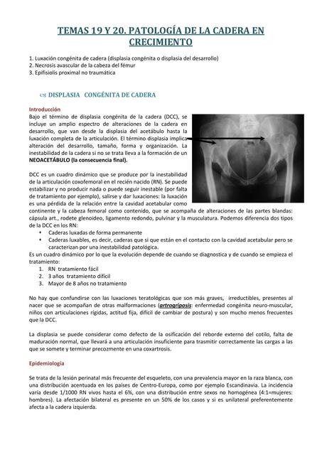 Patología de la Cadera en Crecimiento