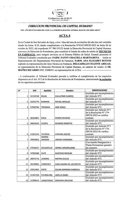 Acta N4 Evaluación Antecedentes