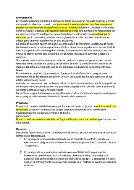 Relacion de Deporte de Contacto con Ejercicios de Fuerza