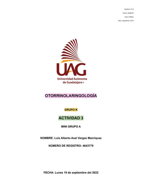 Otorrinolaringología- Historia Clínica 