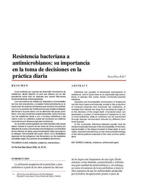 Resistencia Bacteriana A Antimicrobianos: Su Importancia En La Toma De ...