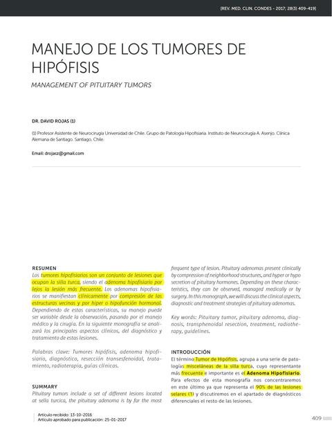 Manejo de los tumores de hipófisis Moisés Francisco Alvarado García