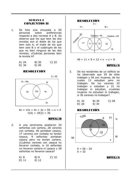 Ejercicios con resolución, conjuntos