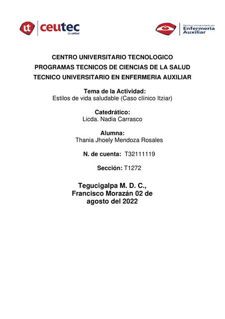 Estilos de Vida Saludable (Caso Clínico Itziar)