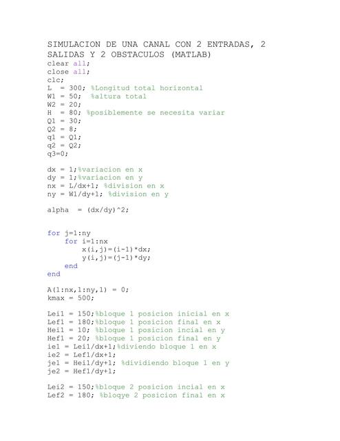 SIMULACION DE UNA CANAL CON 2 ENTRADAS, 2 SALIDAS Y 2 OBSTACULOS ...