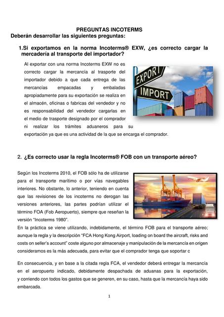 Preguntas incoterms