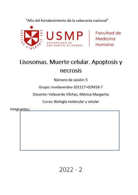 Lisosomas, muerte celular, apoptosis y necrosis