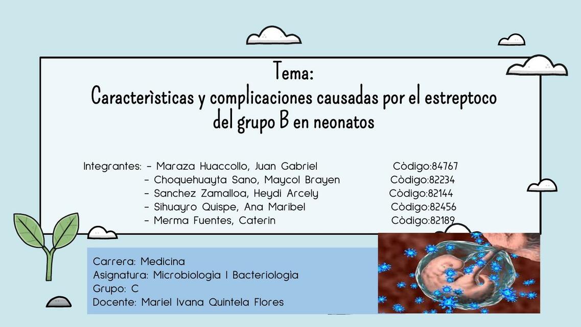 Caracterìsticas y Complicaciones Causadas por el Estreptoco del Grupo B en Neonatos