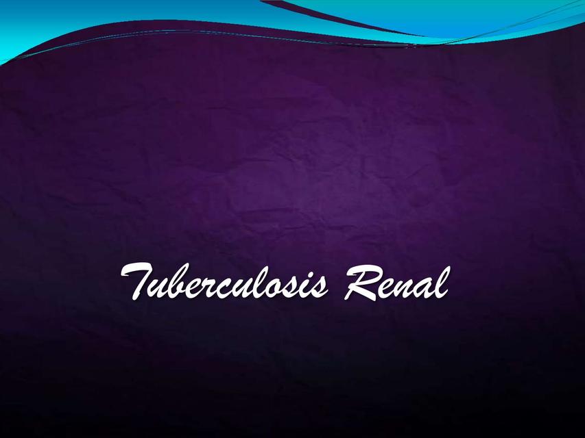 Tuberculosis Renal