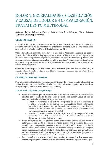 Dolor 1 generalidades clasificación y causas del dolor