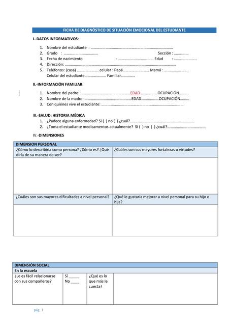 Ficha diagnóstica de situación emocional