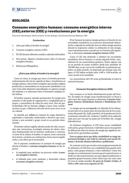 Consumo energético humano: consumo energético interno (CEI),externo (CEE) y revoluciones por la energía