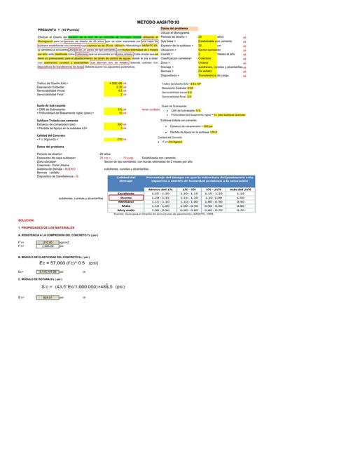 Desarrollo de Problema ASHTO 93 problema 1