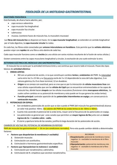 Fisiología de la motilidad gastrointestinal.