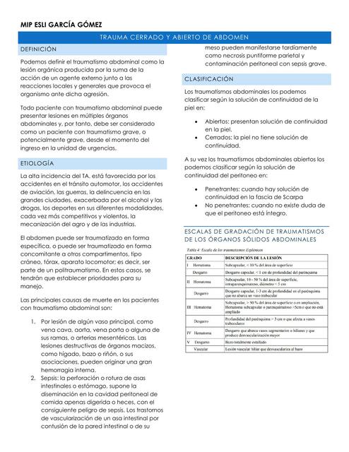 TRAUMA CERRADO Y ABIERTO DE ABDOMEN