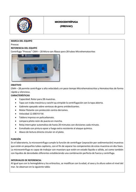 MICROCENTRÍFUGA (PRESVAC)