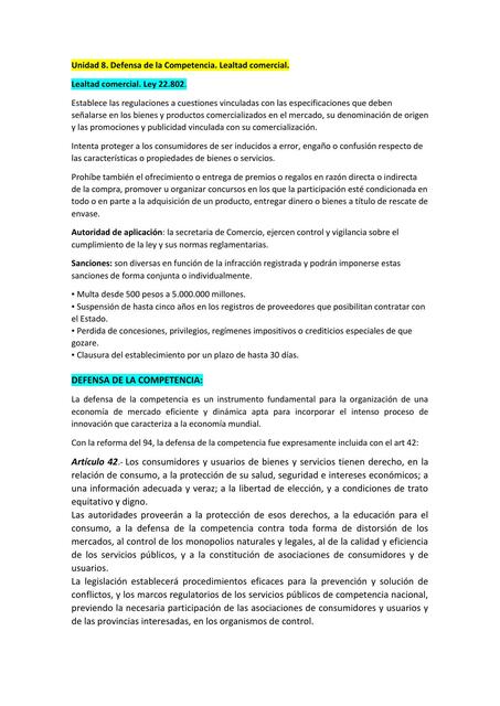 Defensa de la competencia y lealtad comercial