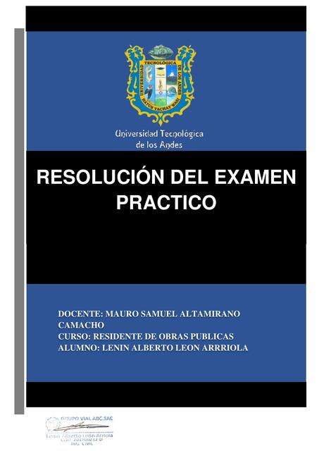 Resolución del examen práctico de Obras Públicas I