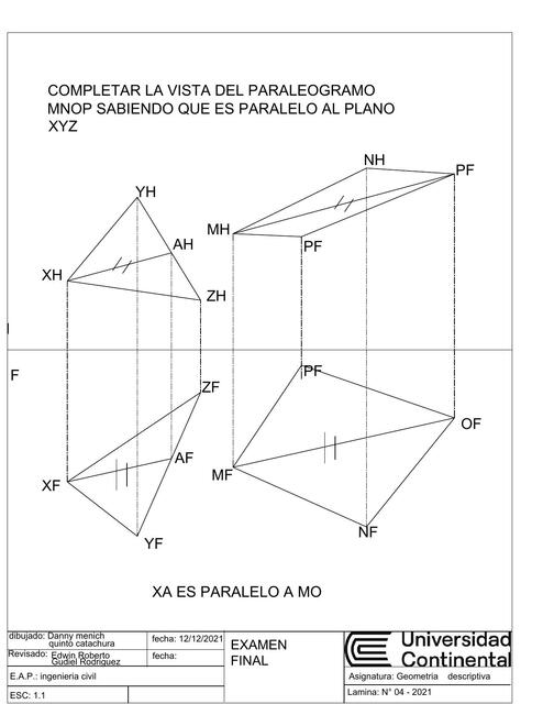 Ejercicio de Geometría Descriptiva 