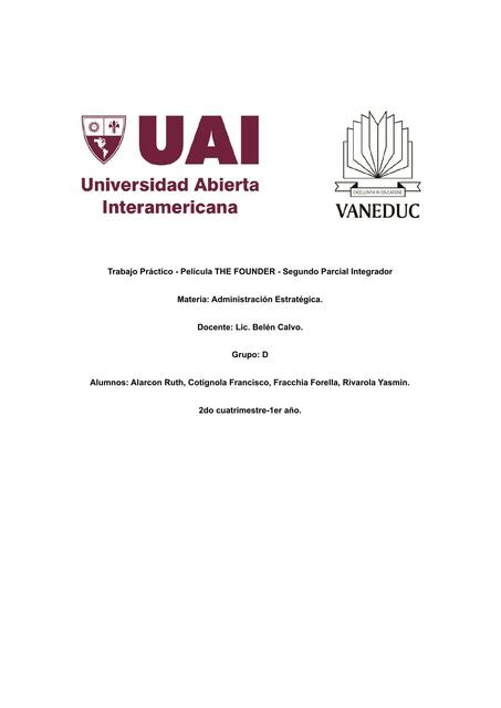 Trabajo Práctico Película THE FOUNDER 1