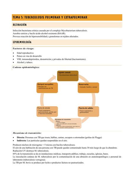 Tuberculosis pulmonar y extrapulmonar