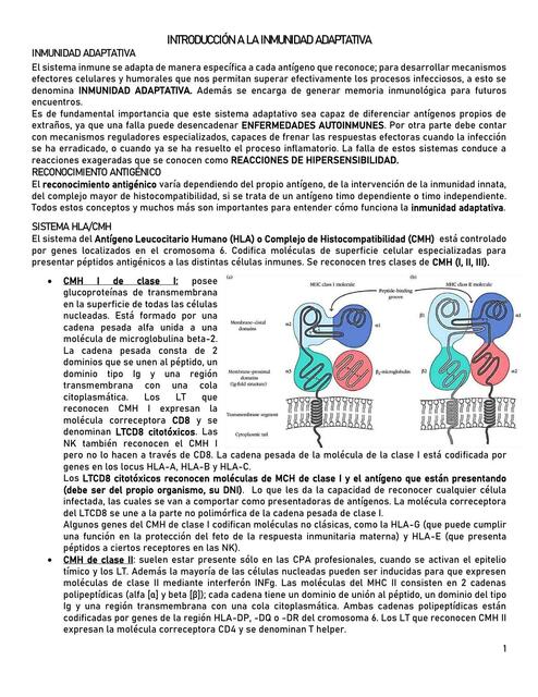 Introducción a la Inmunidad Adaptativa 