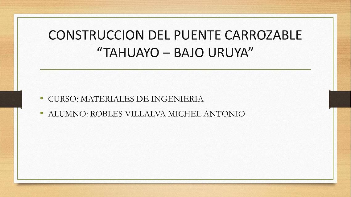 Trabajo del curso materiales de ingeniería: Expediente técnico