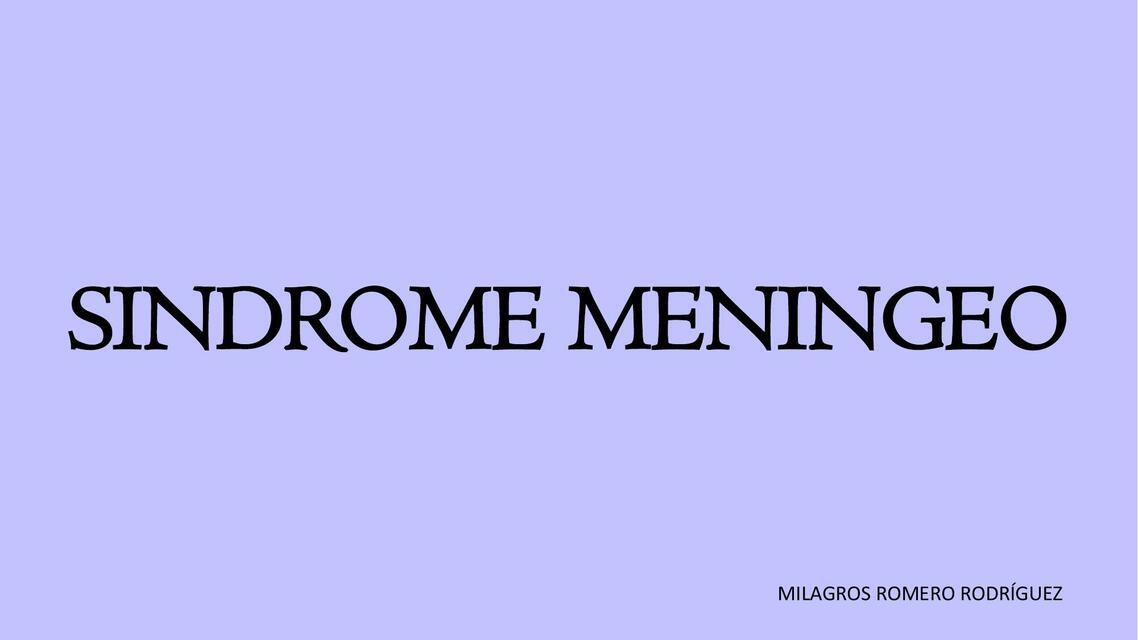 SINDROME MENINGEO