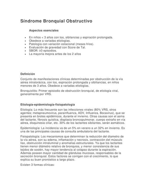 Síndrome Bronquial Obstructivo