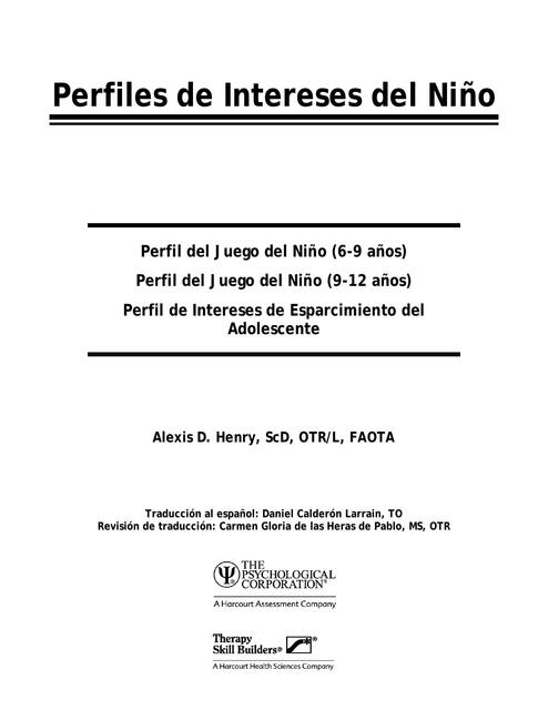 Perfiles de intereses de los niños 