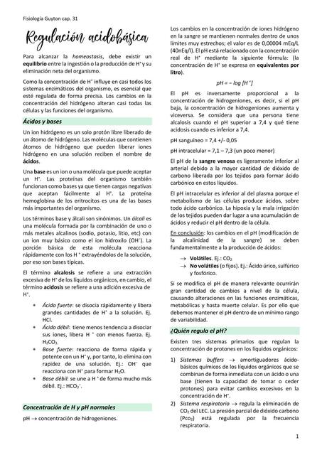 Regulación acidobásica