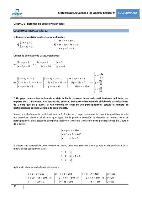 Unidad 3 Sistemas De Ecuaciones Lineales Clelia Gre Udocz