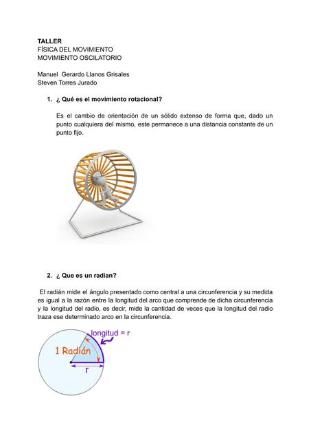 TALLER FISICA II MOVIMIENTO OSCILATORIO