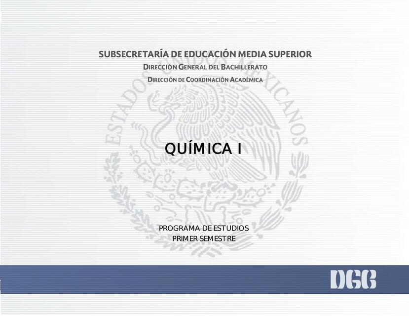 PROGRAMA DE QUÍMICA I