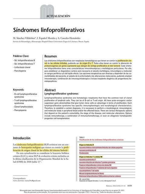 Síndromes linfoproliferativos