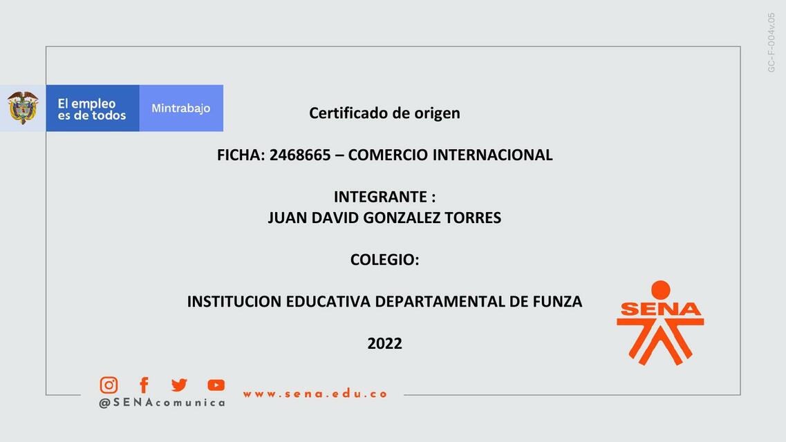 Certificado De Origen 