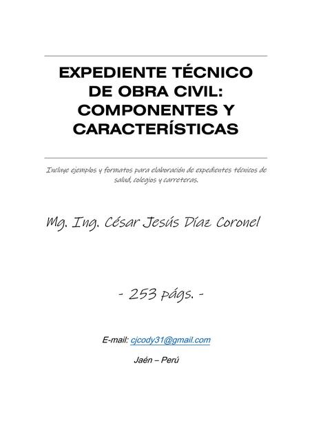 Expediente Técnico de Obra Civil: Componentes y Características 