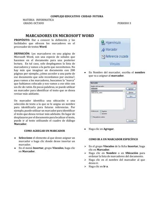 Marcadores en word