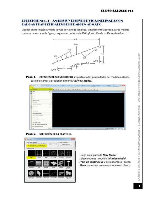 Ejercicio nro. 4 – análisis y diseño de viga inclinada con cargas trapezoidales de hormigón armado