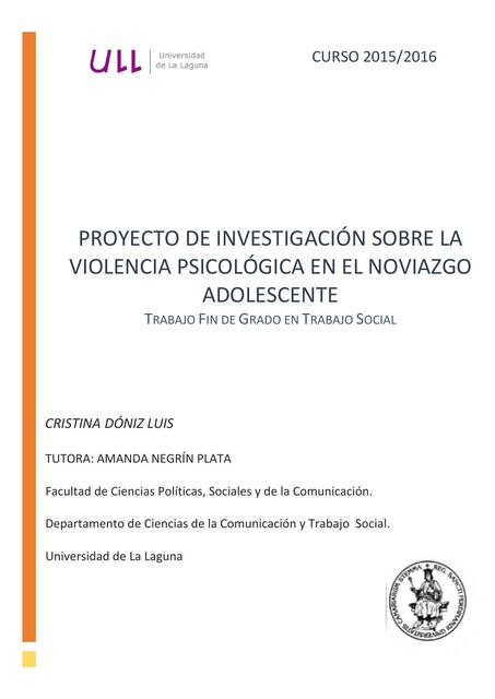 Proyecto de Investigación sobre la Violencia Psicológica en el Noviazgo Adolescente 