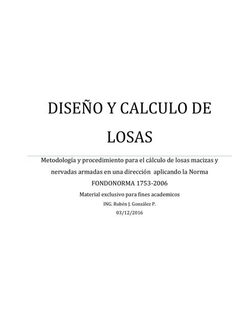 Diseño y Cálculo de Losas 