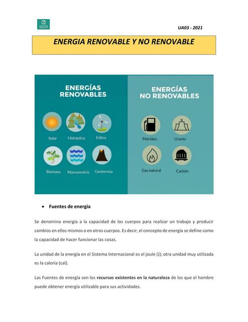 Módulo Energía Renovable y No Renovable