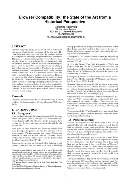 Browser Compatibility The State Of The Art From A Historical Perspective Ciencias De La Computacion Ingenieria De Software Udocz