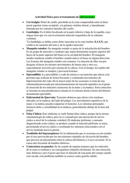 Actividad Física para el Tratamiento de Enfermedades