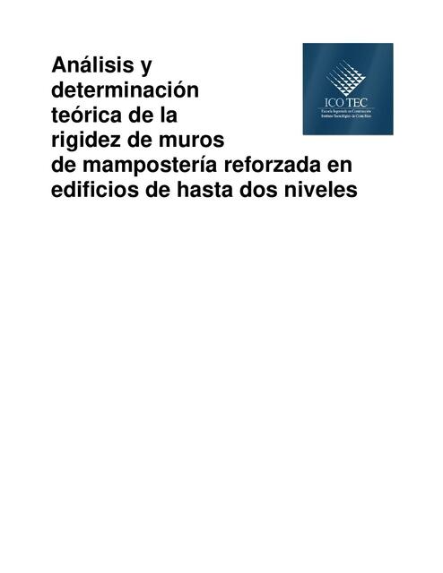 Análisis y determinación teórica de la rigidez de muros de mampostería reforzada en edificios de hasta dos niveles