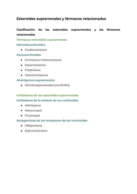 Esteroides suprarrenales y fármacos relacionados